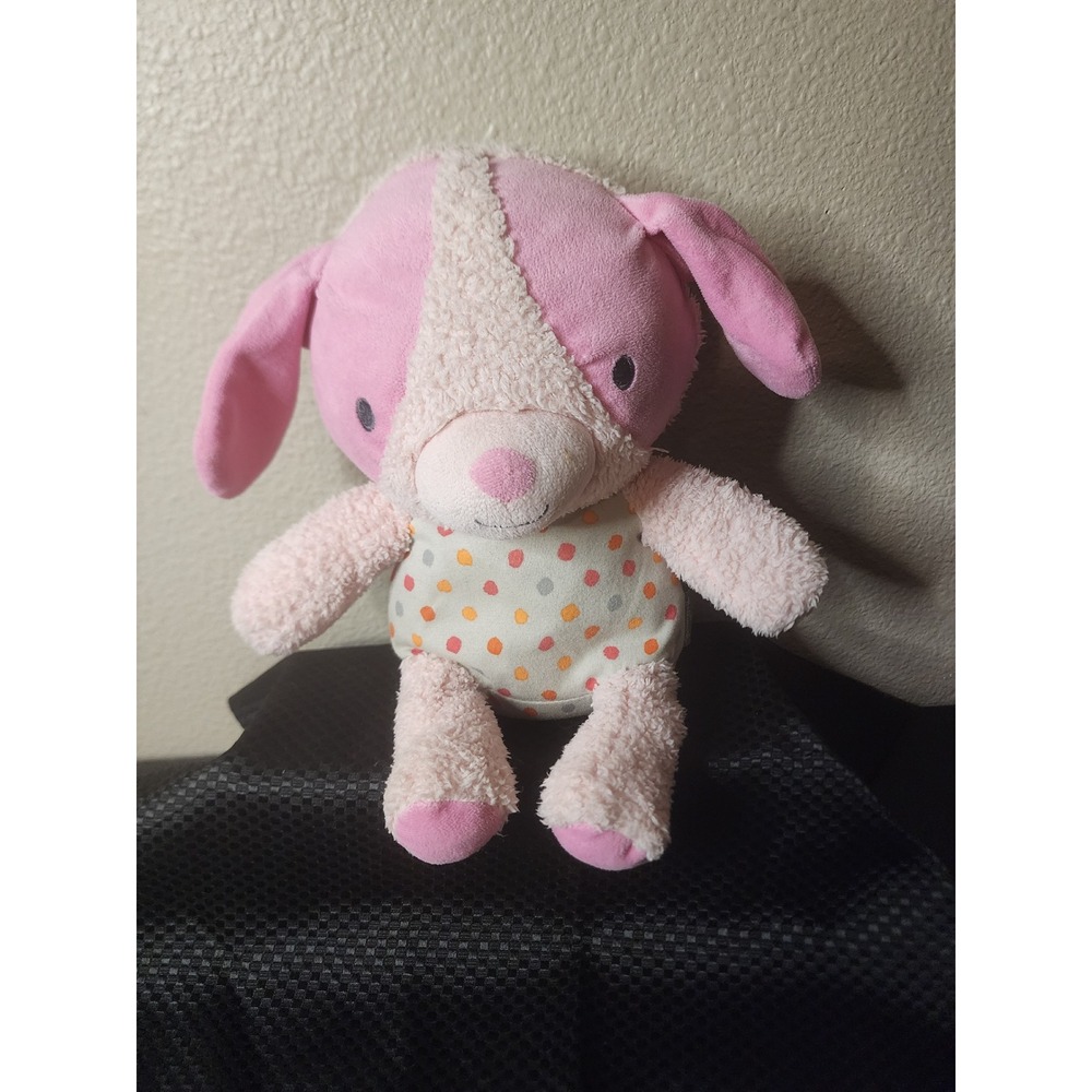Hallmark Pink Polka Dot Puppy Dog Plush Sherpa Stuffed Animal 1MJB3027 10in